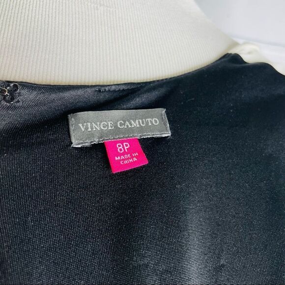 Vince Camuto Black, White & Gray Colorblock Sleeveless Midi Dress - Size 8P - Picture 9 of 15